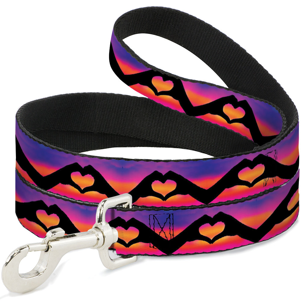 Dog Leash - Hand Heart Silhouette Ombre Purples/Orange/Pinks Dog Leashes Buckle-Down