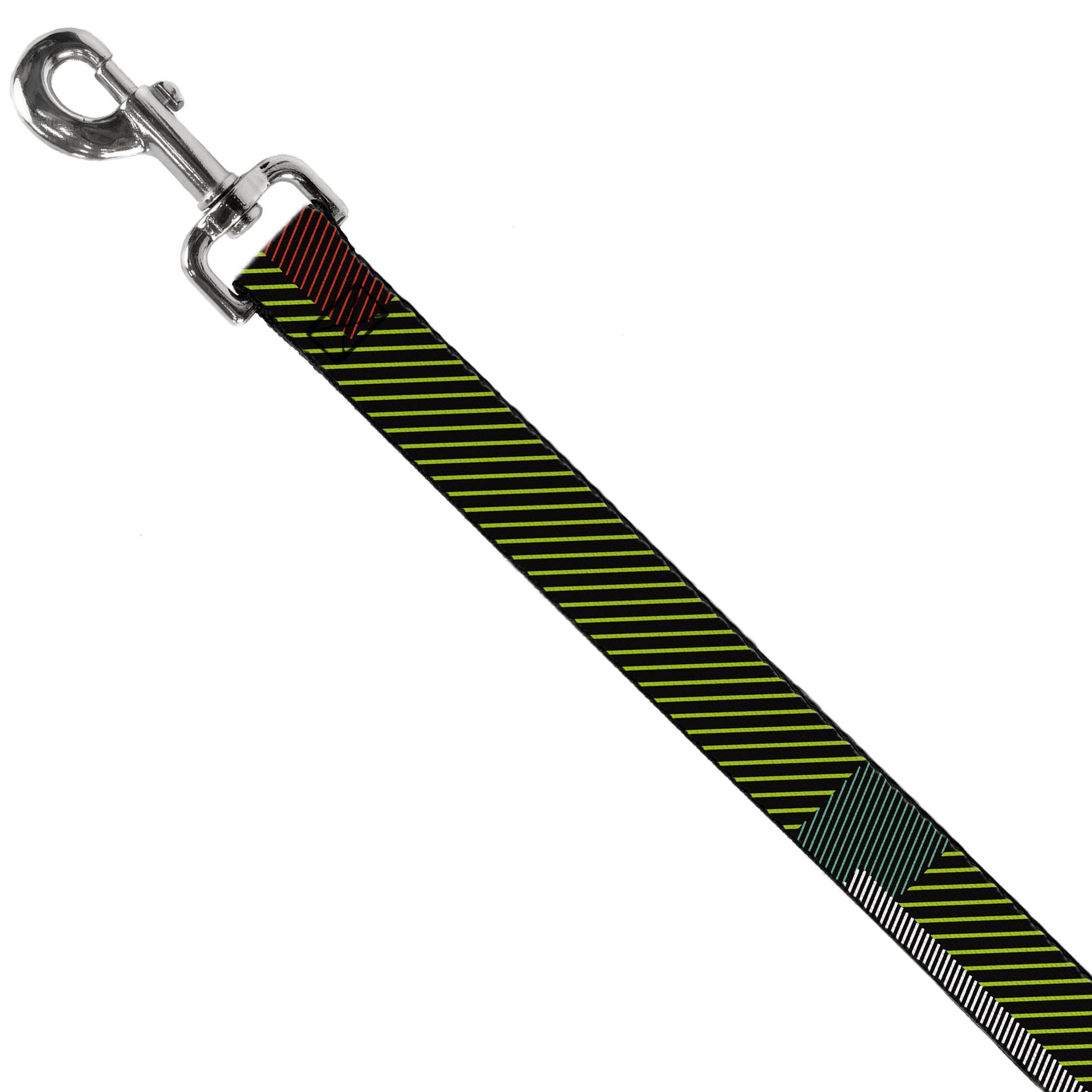 Dog Leash - Hash Mark Stripe Black/Multi Color Dog Leashes Buckle-Down