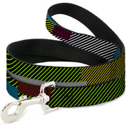 Dog Leash - Hash Mark Stripe Black/Multi Color Dog Leashes Buckle-Down