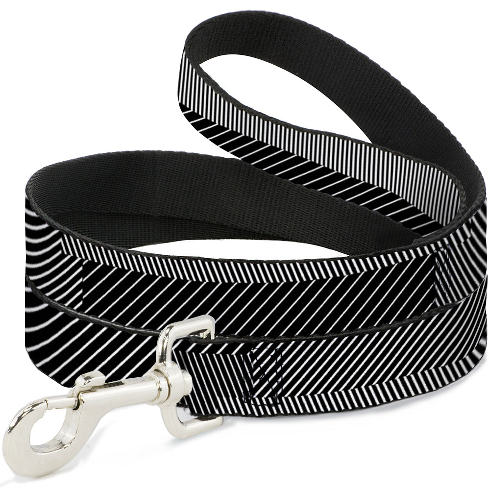 Dog Leash - Hash Mark Stripe Black/White Dog Leashes Buckle-Down