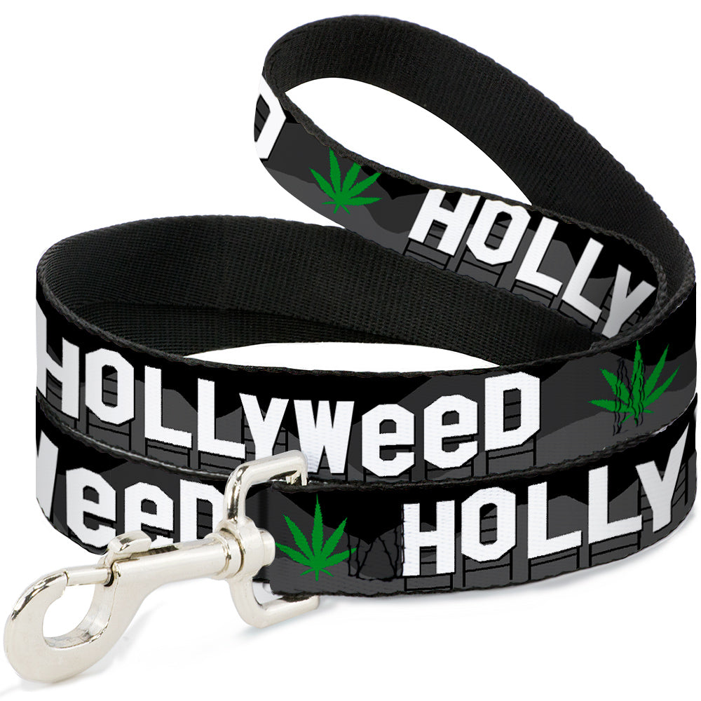 Dog Leash - HOLLYWEED Sign Skyline/Pot Leaf Black/Grays/White/Green Dog Leashes Buckle-Down