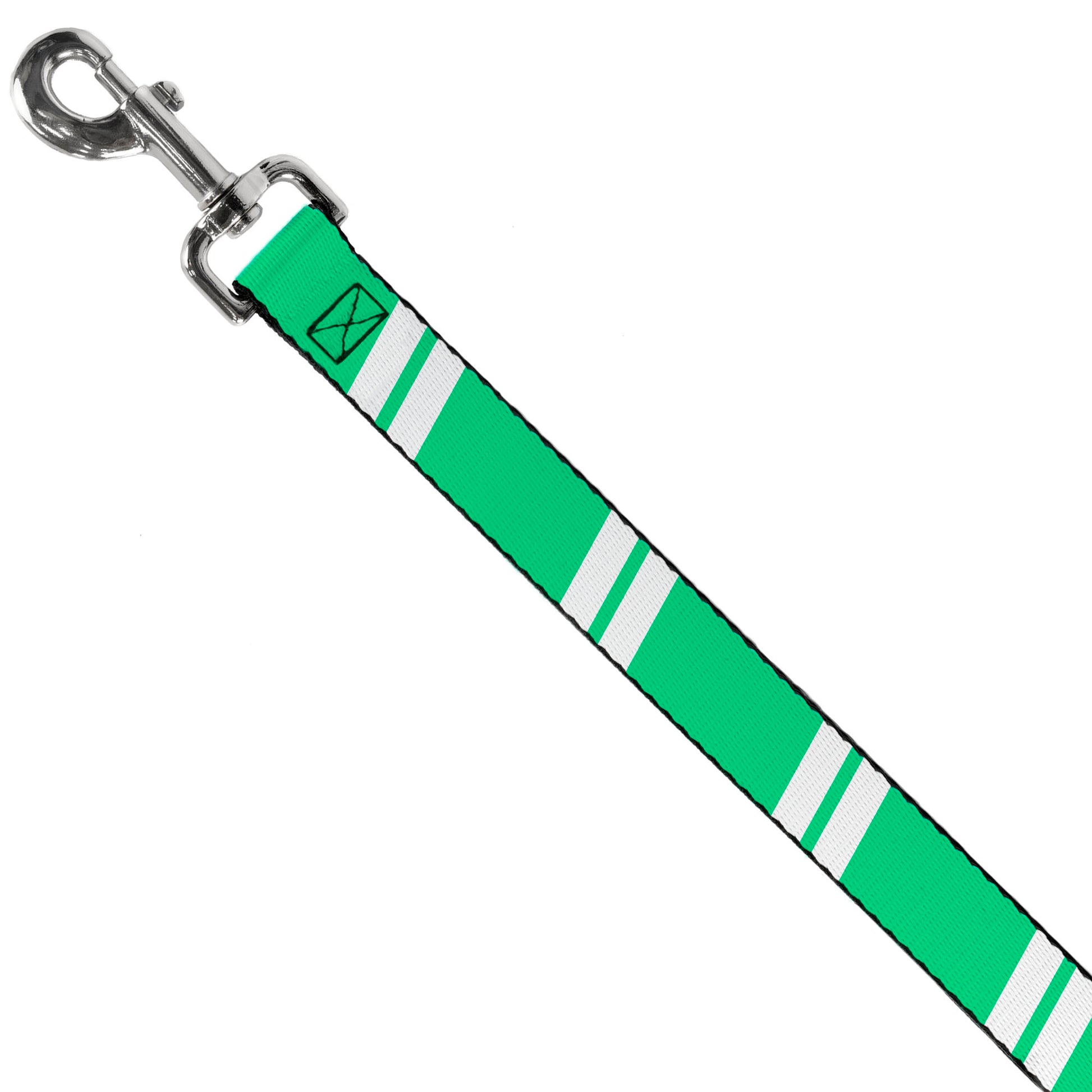 Dog Leash - Hash Mark Stripe Double Green/Silver Dog Leashes Buckle-Down