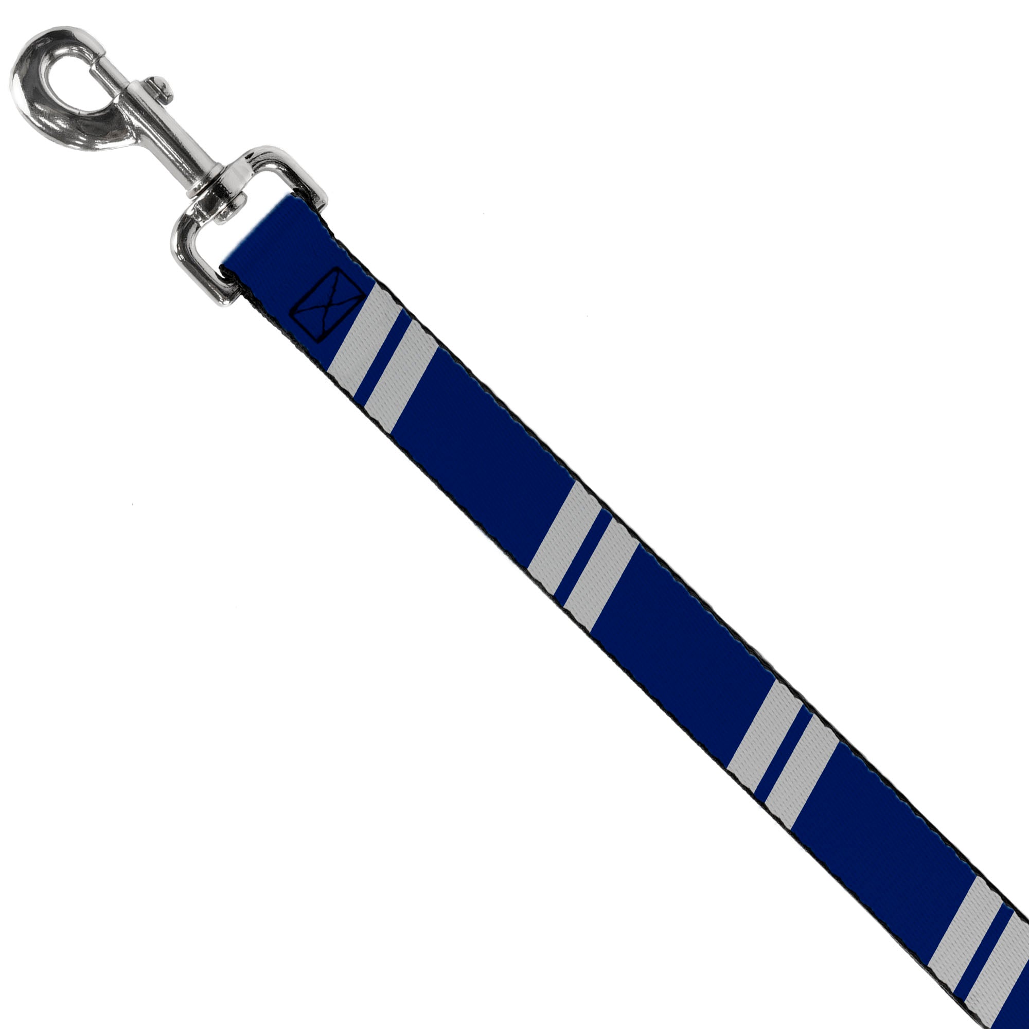 Dog Leash - Hash Mark Stripe Double Navy/Silver Dog Leashes Buckle-Down
