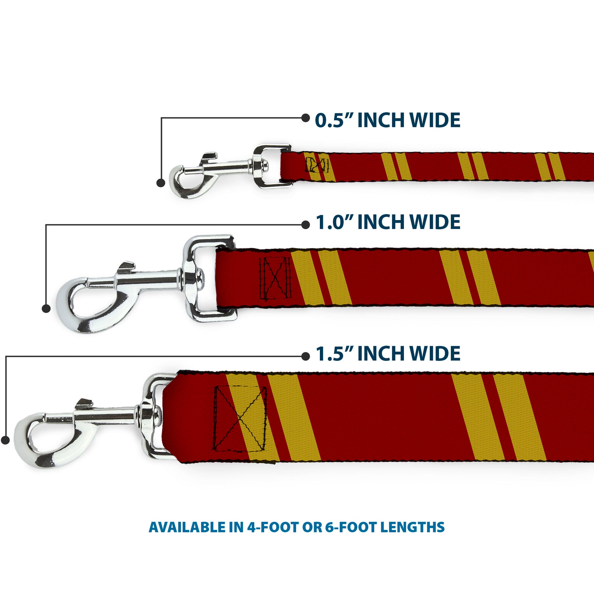 Dog Leash - Hash Mark Stripe Double Maroon/Gold Dog Leashes Buckle-Down