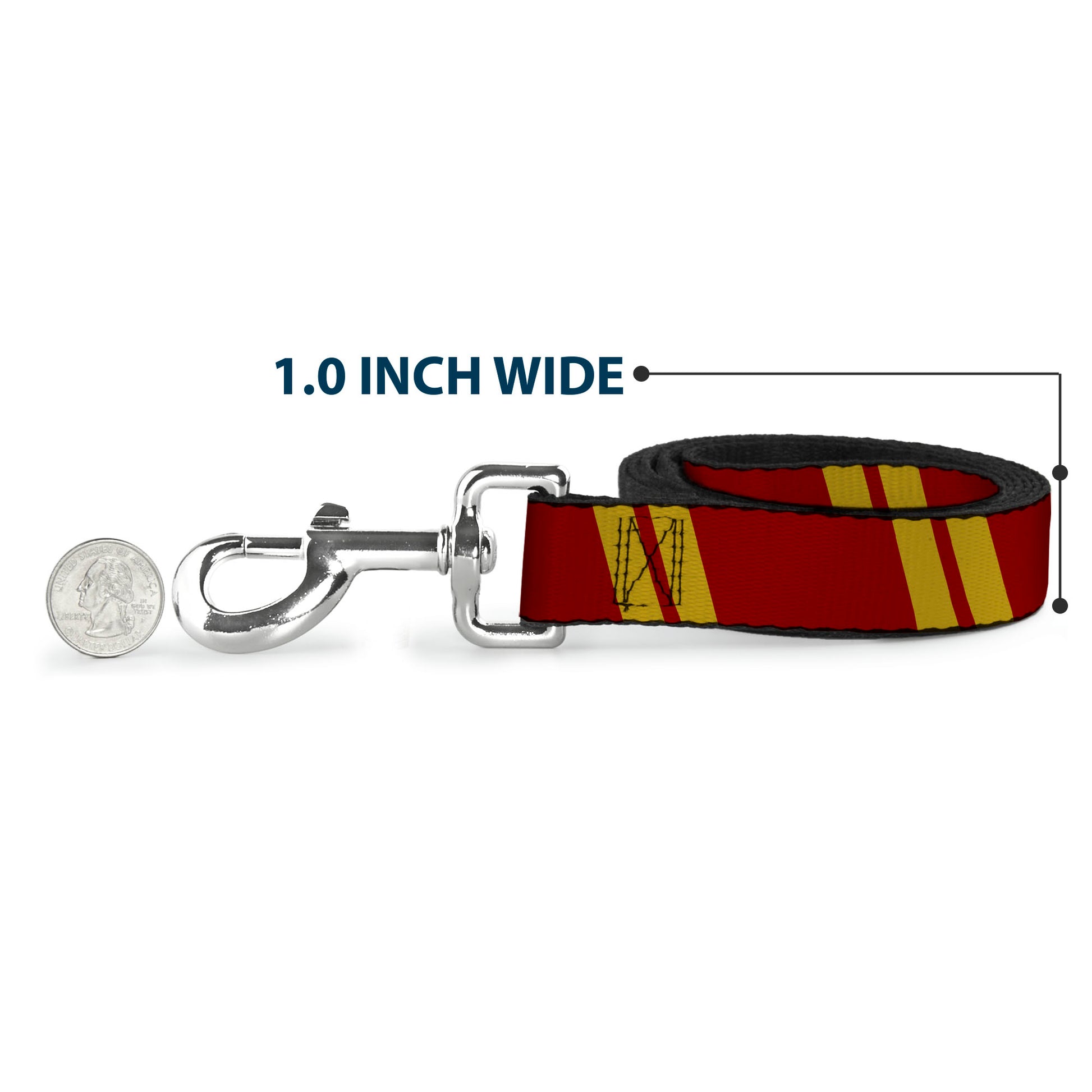 Dog Leash - Hash Mark Stripe Double Maroon/Gold Dog Leashes Buckle-Down
