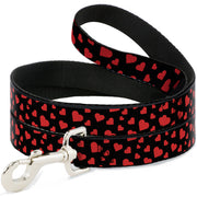 Dog Leash - Hearts Scattered Black/Red Dog Leashes Buckle-Down