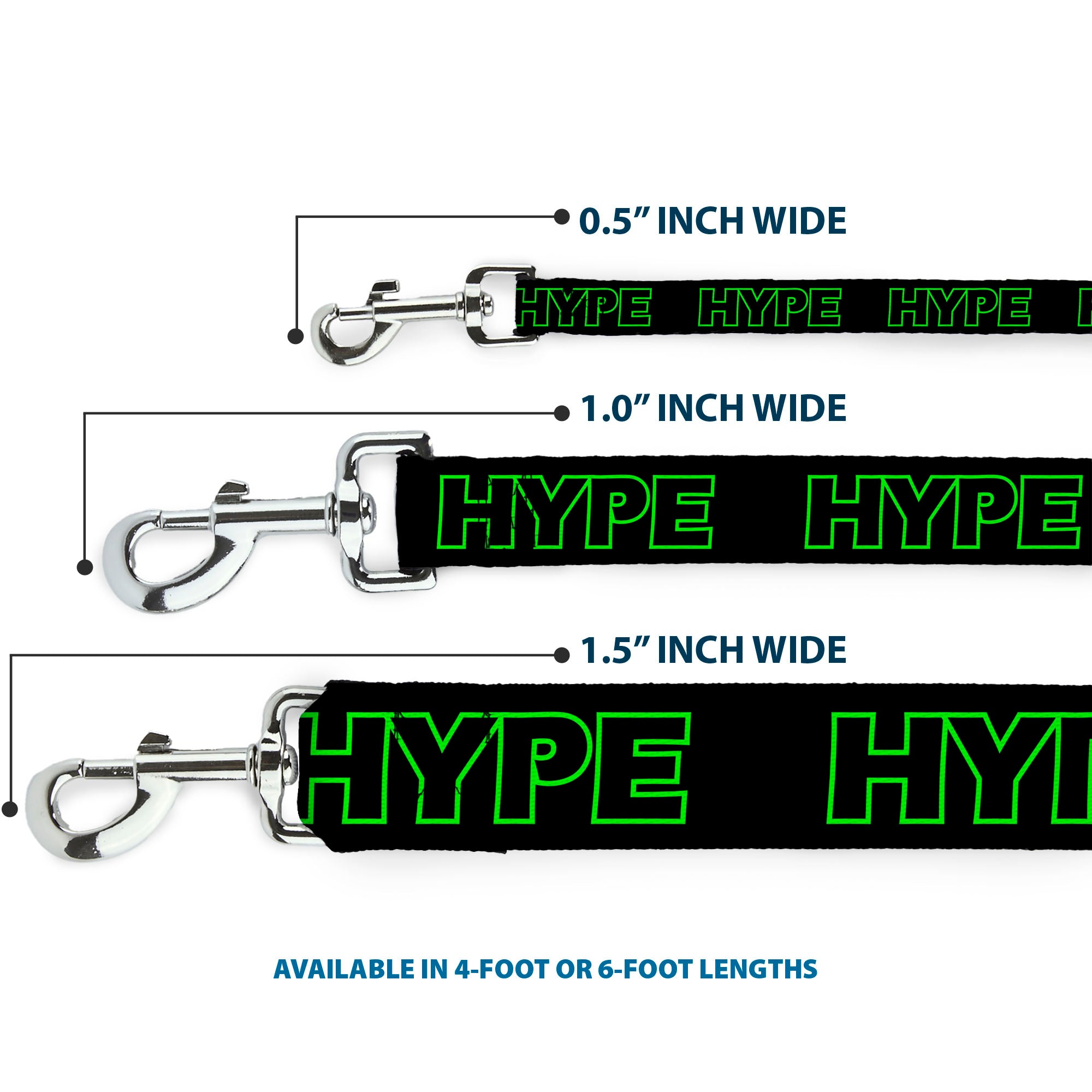 Dog Leash - HYPE Outline Black/Neon Green Dog Leashes Buckle-Down