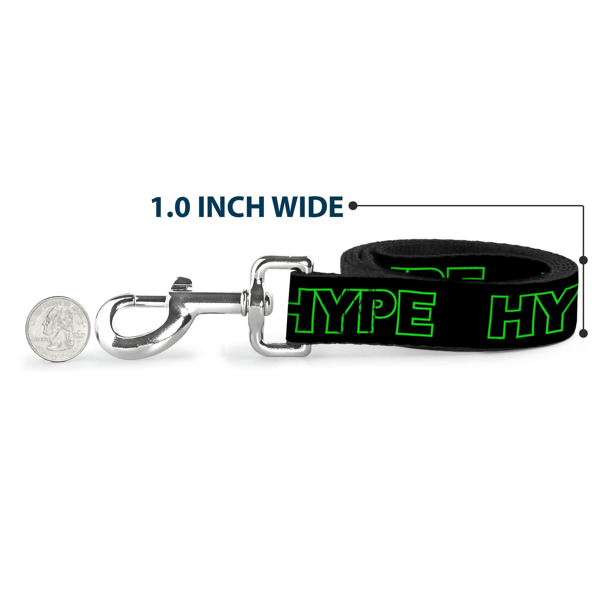 Dog Leash - HYPE Outline Black/Neon Green Dog Leashes Buckle-Down