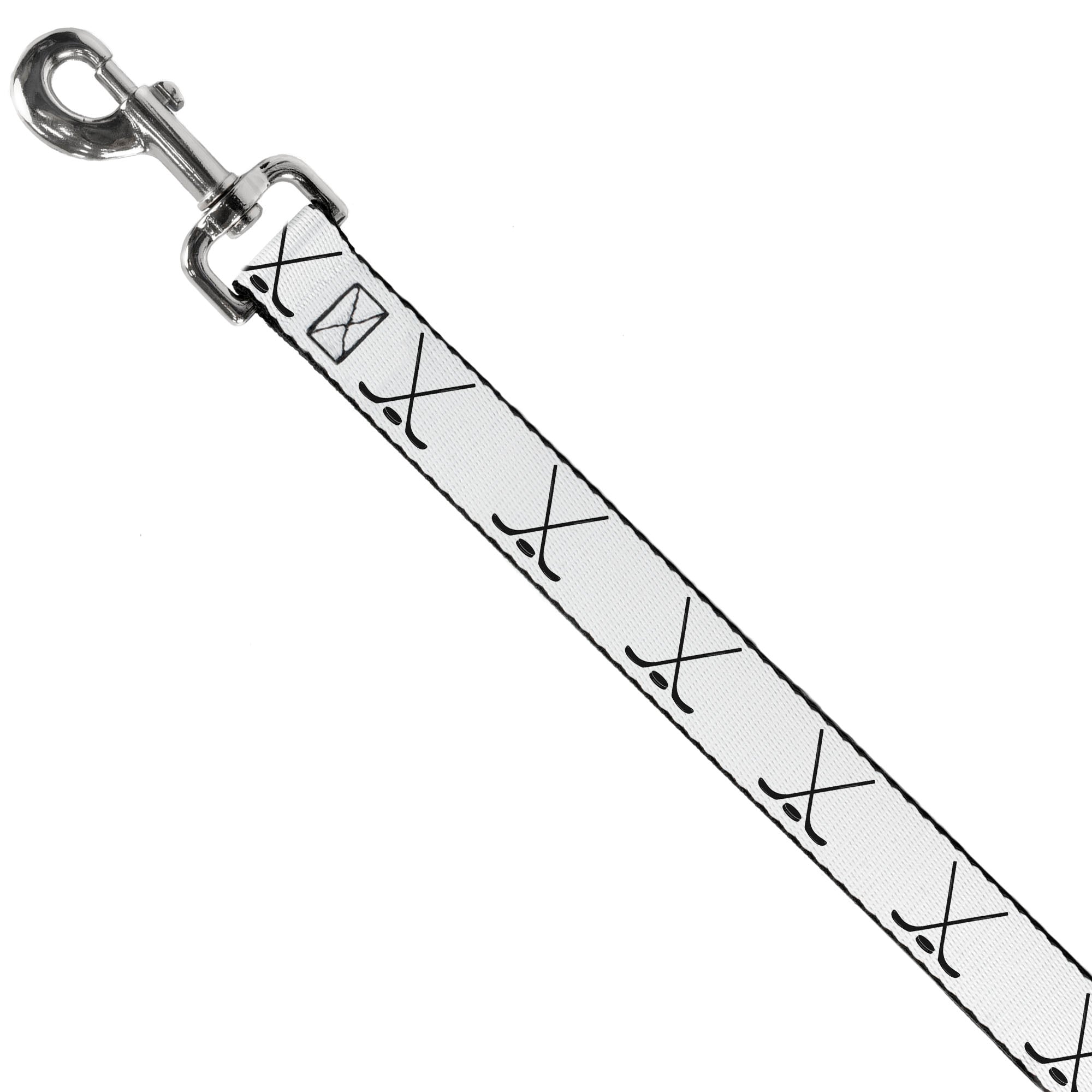 Dog Leash - Hockey Sticks and Puck White/Black Dog Leashes Buckle-Down