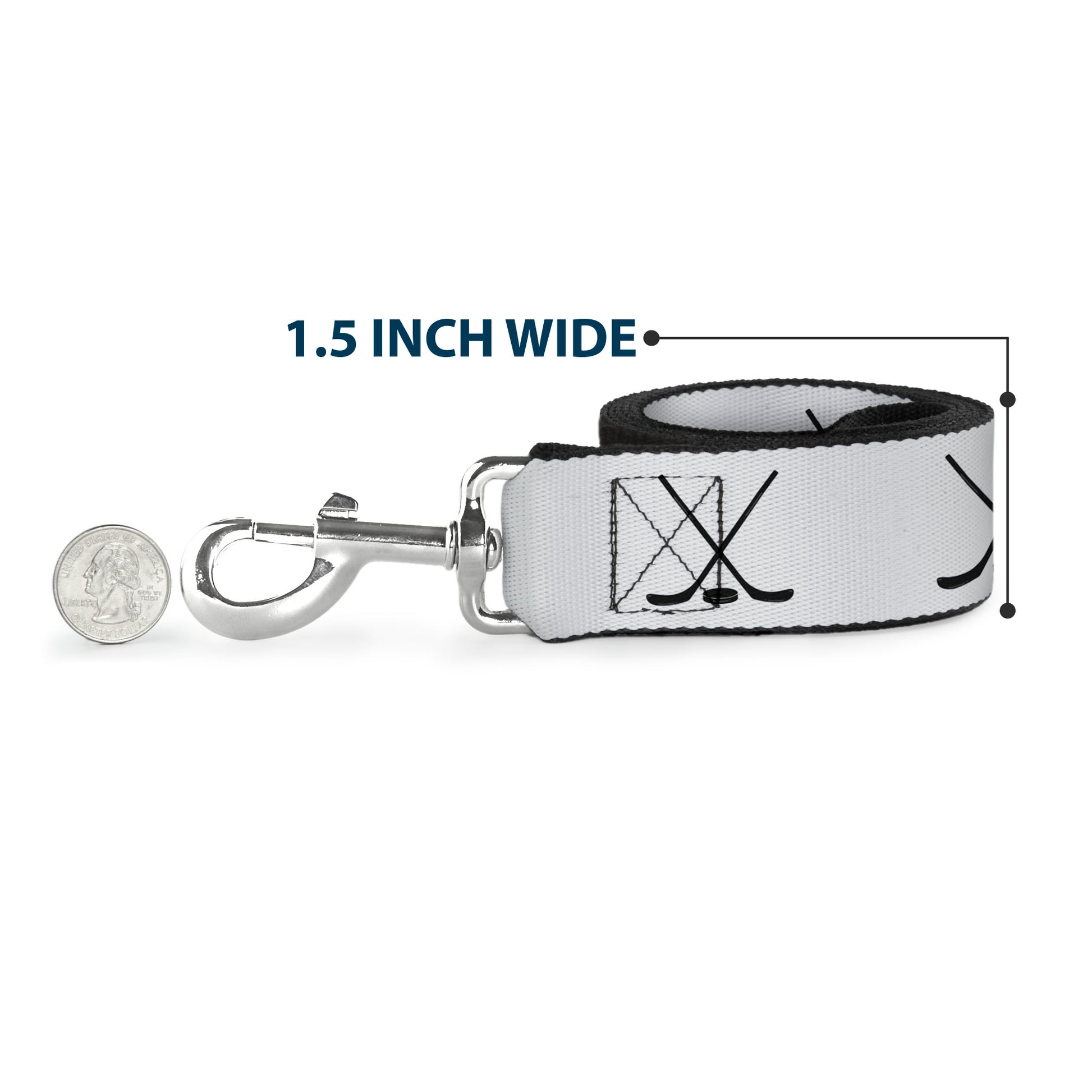 Dog Leash - Hockey Sticks and Puck White/Black Dog Leashes Buckle-Down