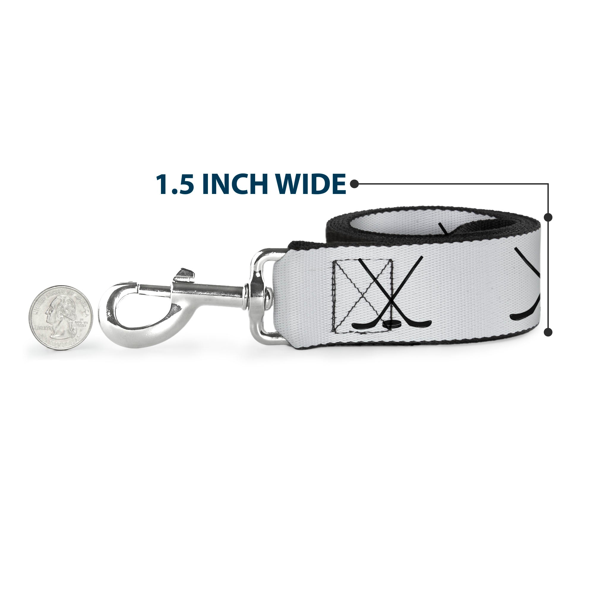 Dog Leash - Hockey Sticks and Puck White/Black Dog Leashes Buckle-Down