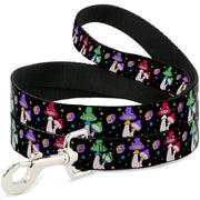 Dog Leash - Happy Mushrooms with Stars Black/Multi Color Dog Leashes Buckle-Down