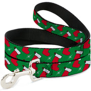Dog Leash - Holiday Christmas Stocking and Star Green/WhiteRed Dog Leashes Buckle-Down