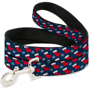 Dog Leash - Holiday Christmas Stocking and Snowflake Blue/WhiteRed Dog Leashes Buckle-Down