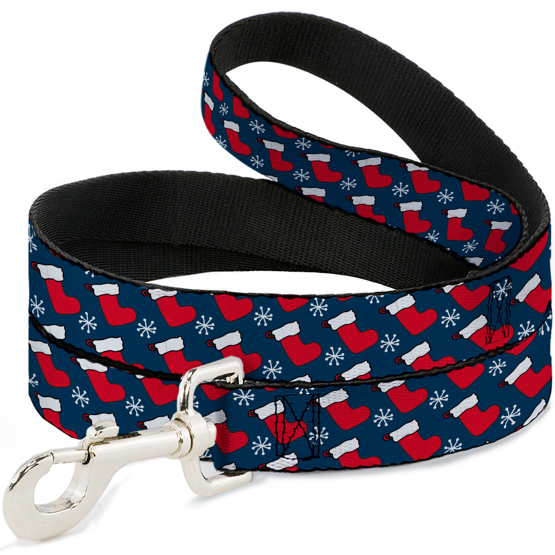 Dog Leash - Holiday Christmas Stocking and Snowflake Blue/WhiteRed Dog Leashes Buckle-Down