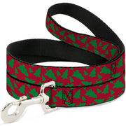 Dog Leash - Holiday Cookie Cutter Christmas Tree Scattered Red/Green Dog Leashes Buckle-Down