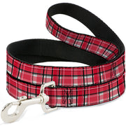 Dog Leash - Holiday Christmas Plaid Red/White/Black Dog Leashes Buckle-Down