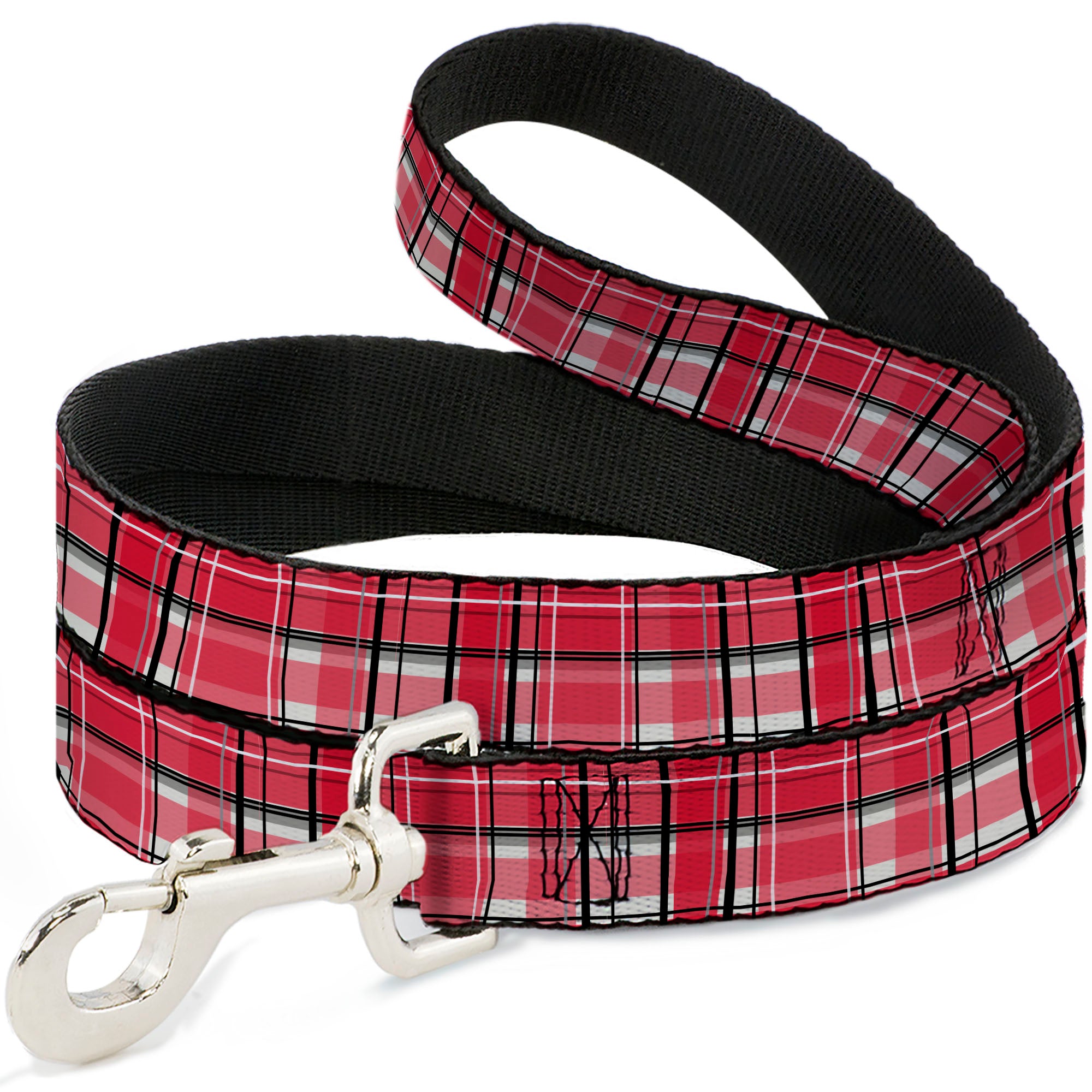 Dog Leash - Holiday Christmas Plaid Red/White/Black Dog Leashes Buckle-Down