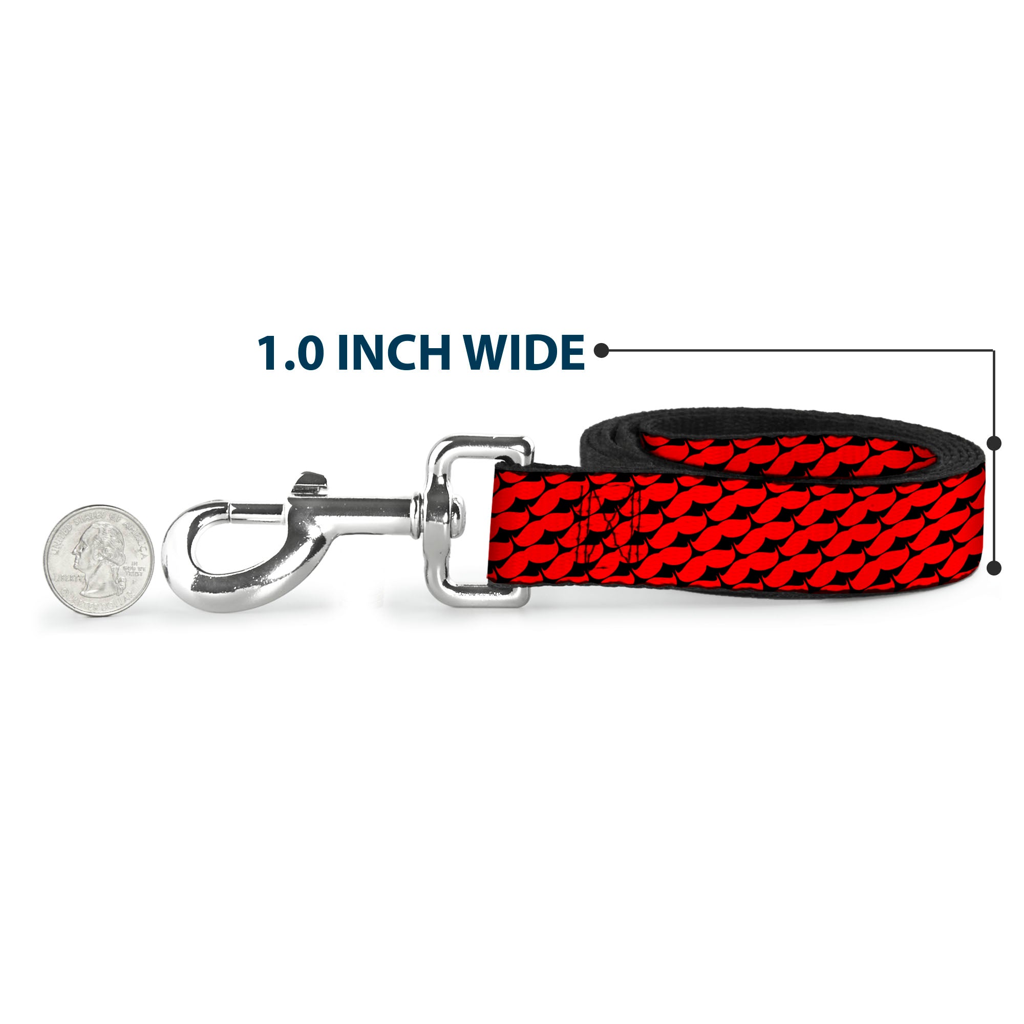 Dog Leash - Mustache Monogram Black/Red Dog Leashes Buckle-Down