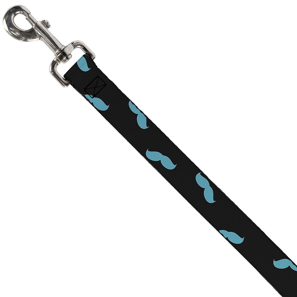 Dog Leash - Mustaches Scattered Black/Turquoise Dog Leashes Buckle-Down
