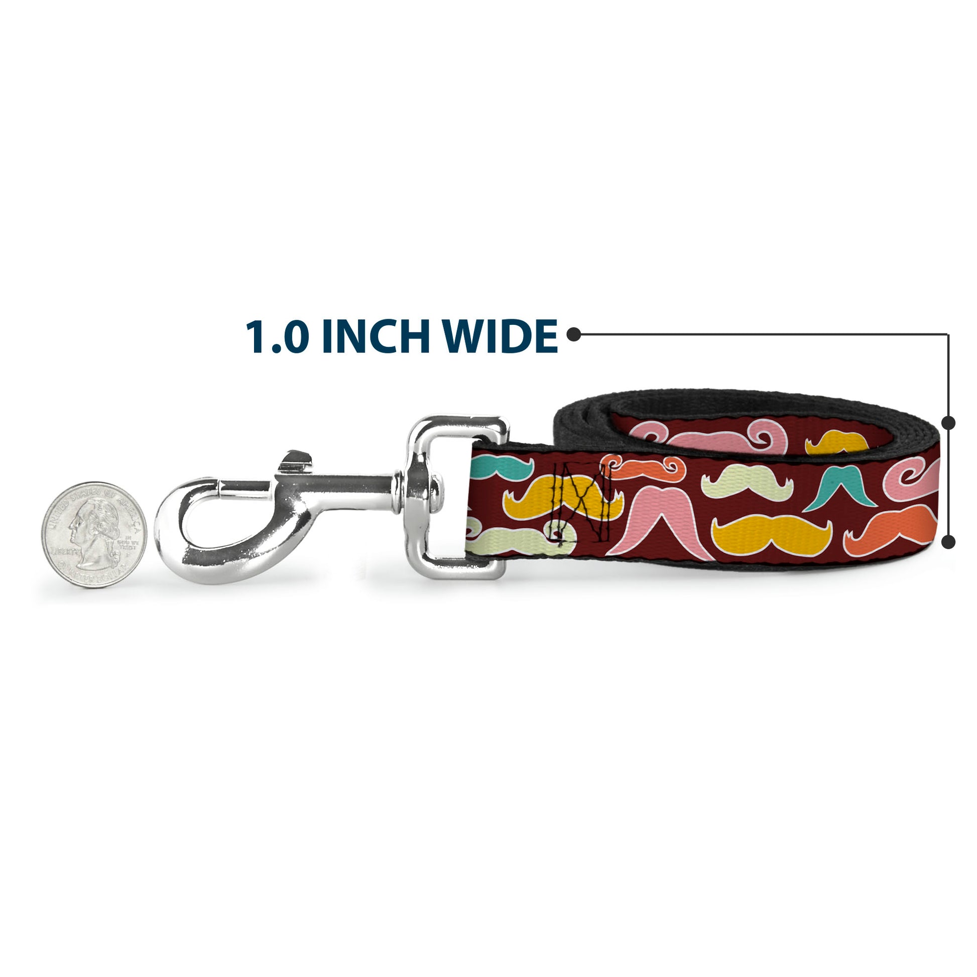 Dog Leash - Mustaches Brown/Multi Pastel Dog Leashes Buckle-Down