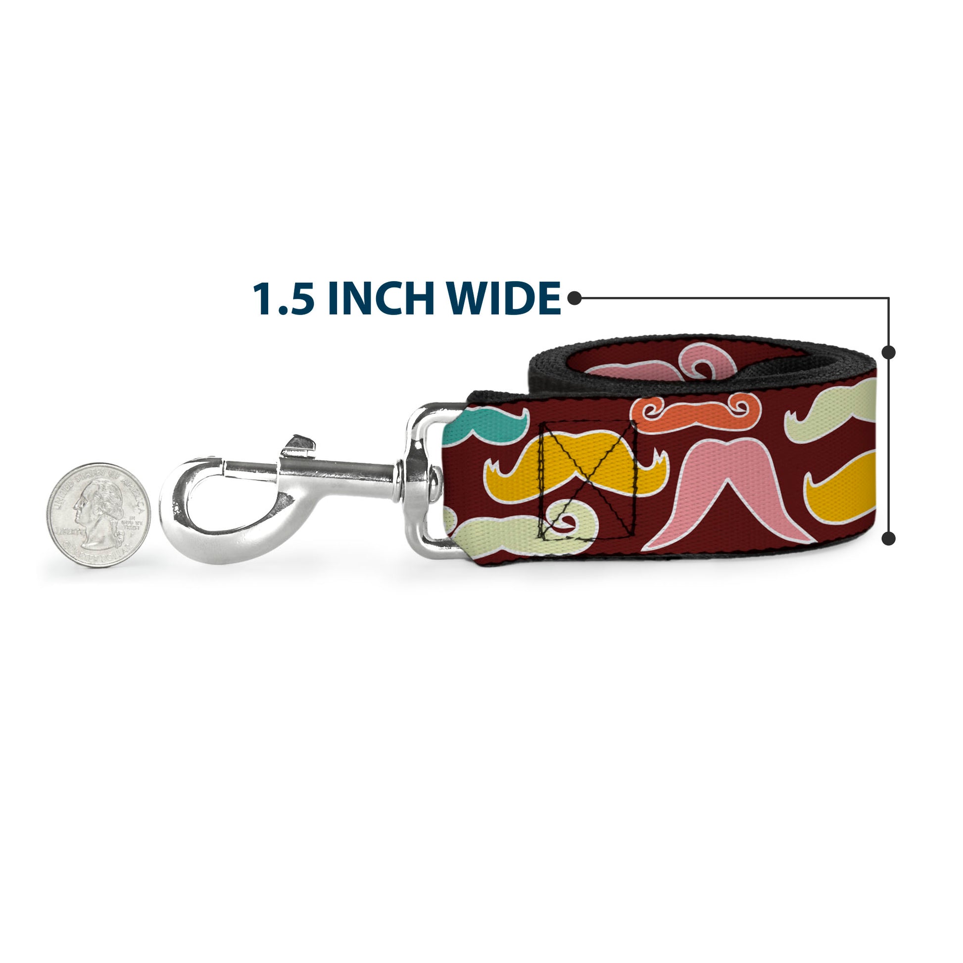 Dog Leash - Mustaches Brown/Multi Pastel Dog Leashes Buckle-Down