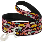 Dog Leash - Mustaches Brown/Multi Pastel Dog Leashes Buckle-Down