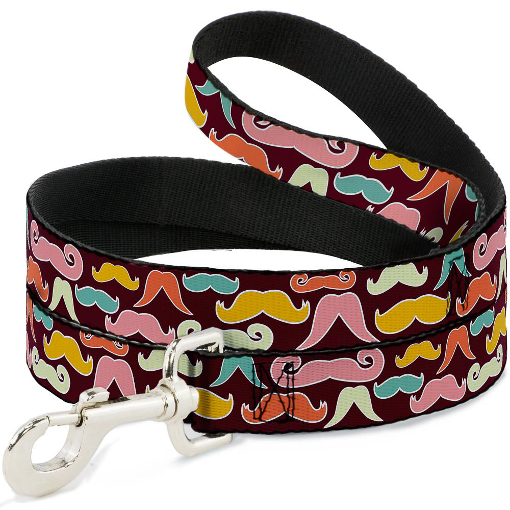 Dog Leash - Mustaches Brown/Multi Pastel Dog Leashes Buckle-Down