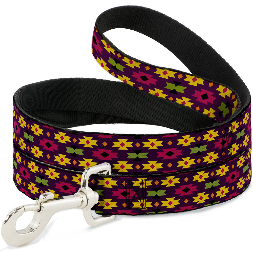 Dog Leash - Mini Navajo Purple/Yellow/Pink/Green Dog Leashes Buckle-Down