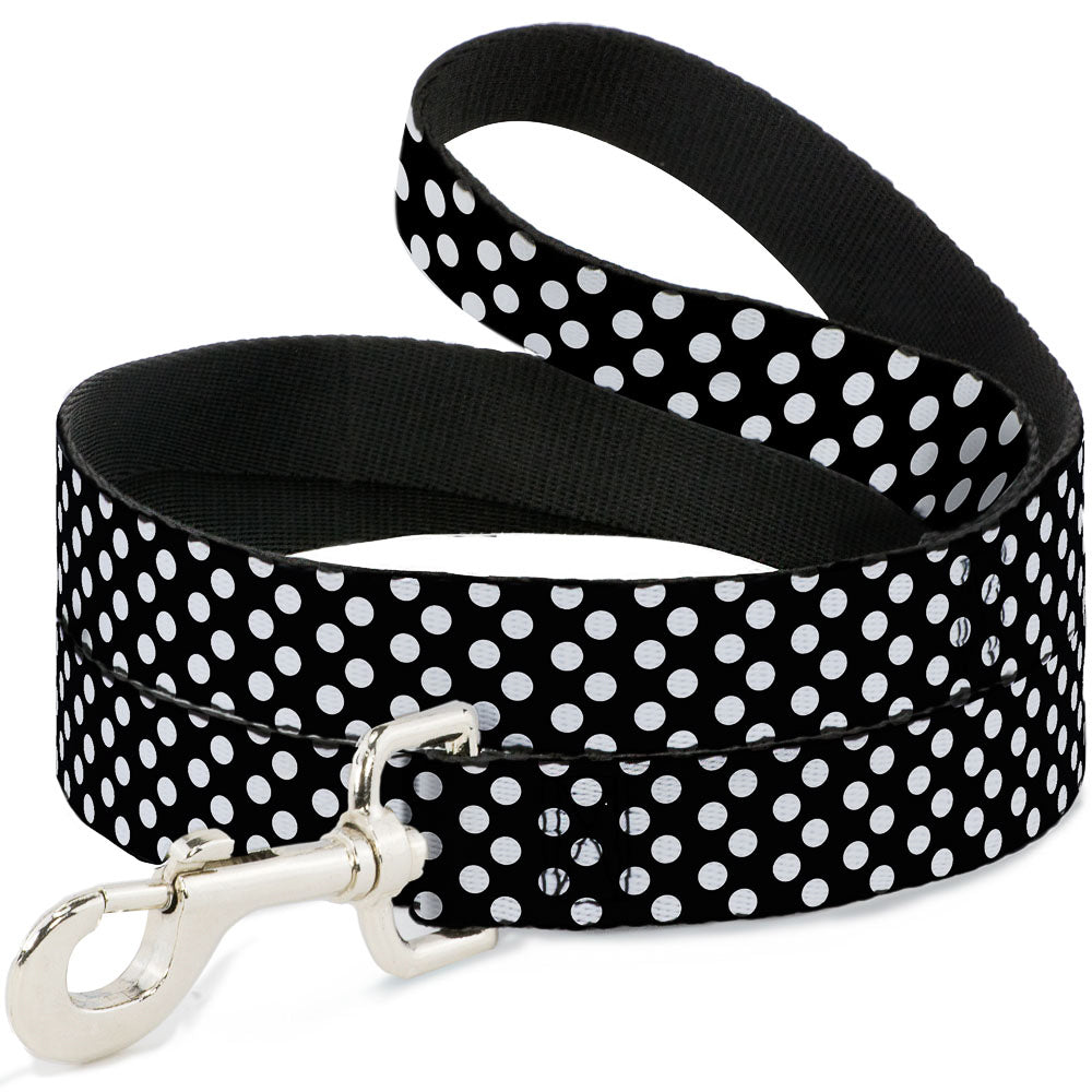 Dog Leash - Micro Polka Dots2 Black/White Dog Leashes Buckle-Down