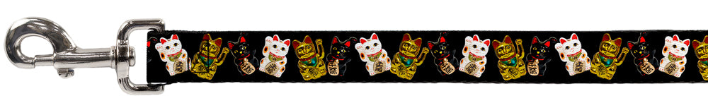 Dog Leash - Maneki Neko Lucky Cats Gold/Black/White Dog Leashes Buckle-Down