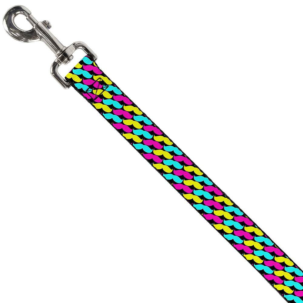 Dog Leash - Mustache Monogram Black/Fuchsia/Turquoise/Yellow Dog Leashes Buckle-Down