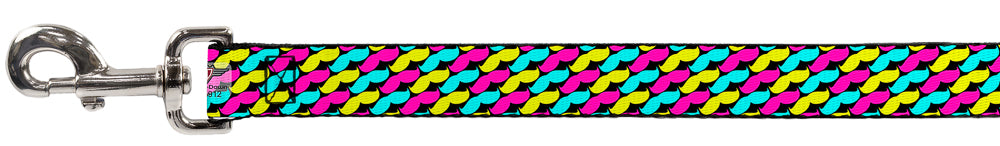 Dog Leash - Mustache Monogram Black/Fuchsia/Turquoise/Yellow Dog Leashes Buckle-Down