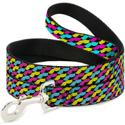 Dog Leash - Mustache Monogram Black/Fuchsia/Turquoise/Yellow Dog Leashes Buckle-Down
