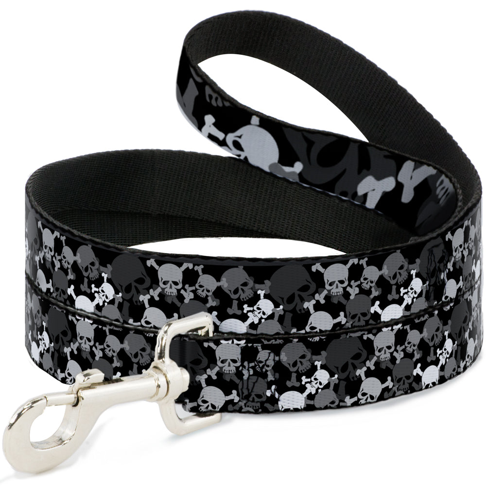 Dog Leash - Multi Top Skulls Stacked Blak/Gray/White Dog Leashes Buckle-Down