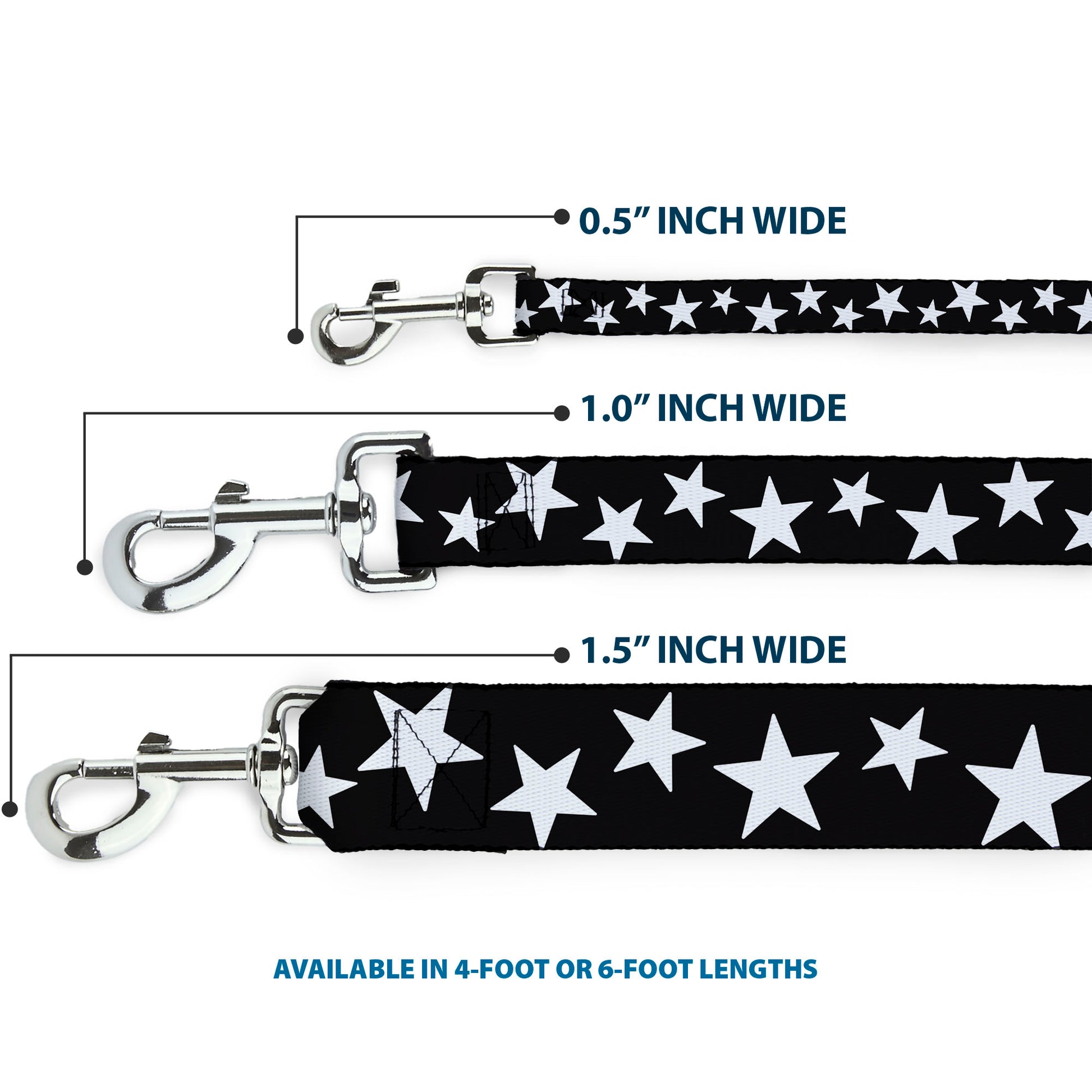 Dog Leash - Multi Stars Black/White Dog Leashes Buckle-Down