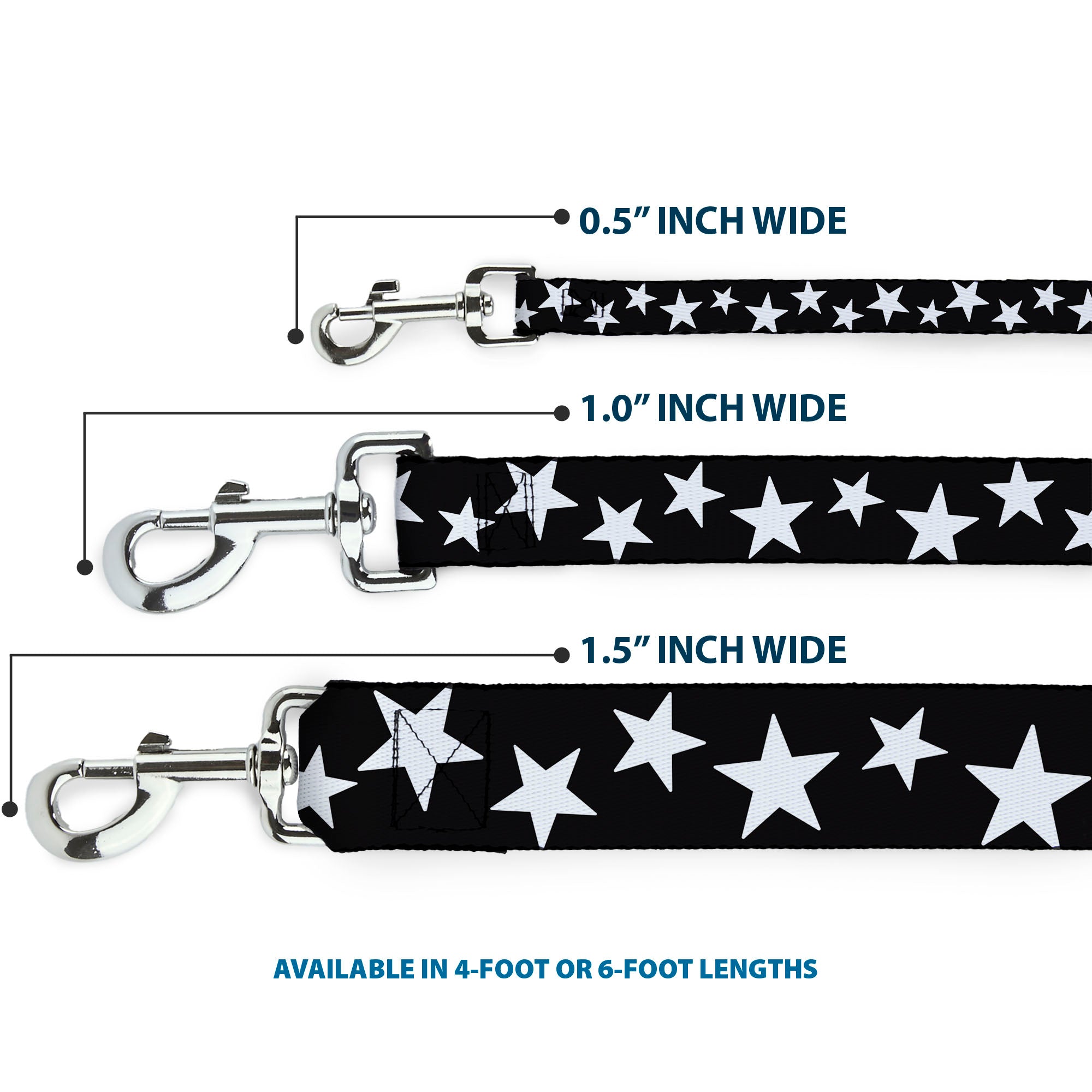 Dog Leash - Multi Stars Black/White Dog Leashes Buckle-Down