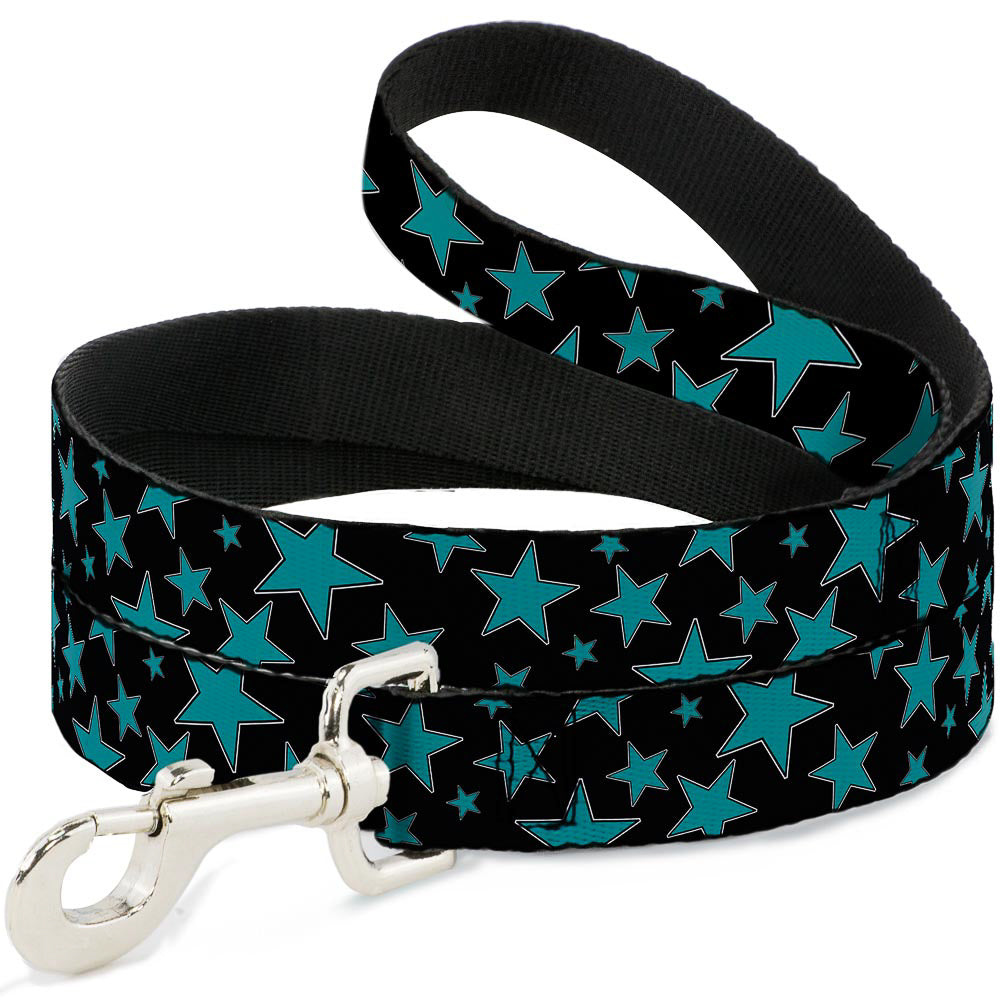 Dog Leash - Multi Stars Black/Turquoise Dog Leashes Buckle-Down