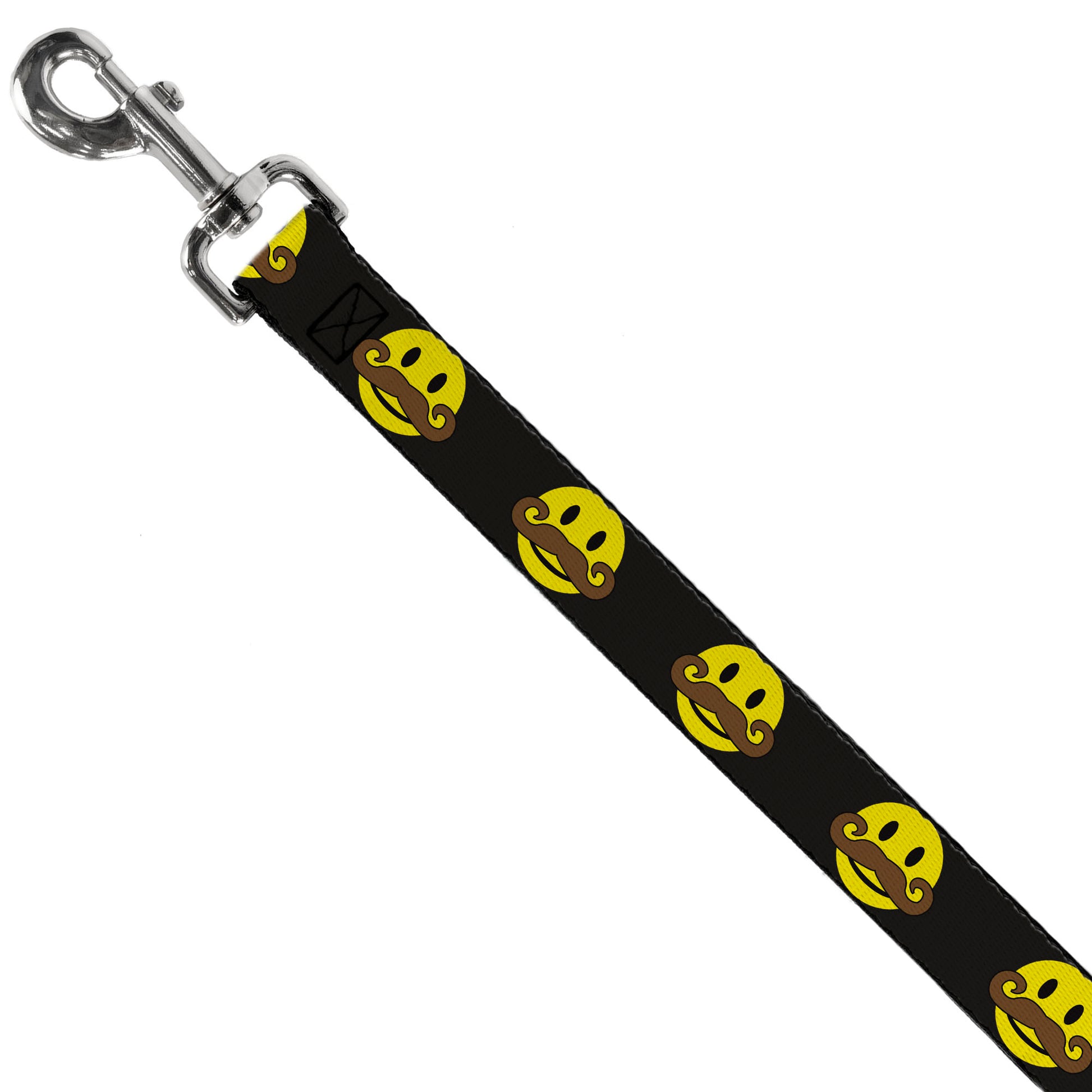 Dog Leash - Mustache Happy Face Black/Yellow/Brown Dog Leashes Buckle-Down