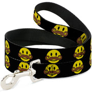 Dog Leash - Mustache Happy Face Black/Yellow/Brown Dog Leashes Buckle-Down