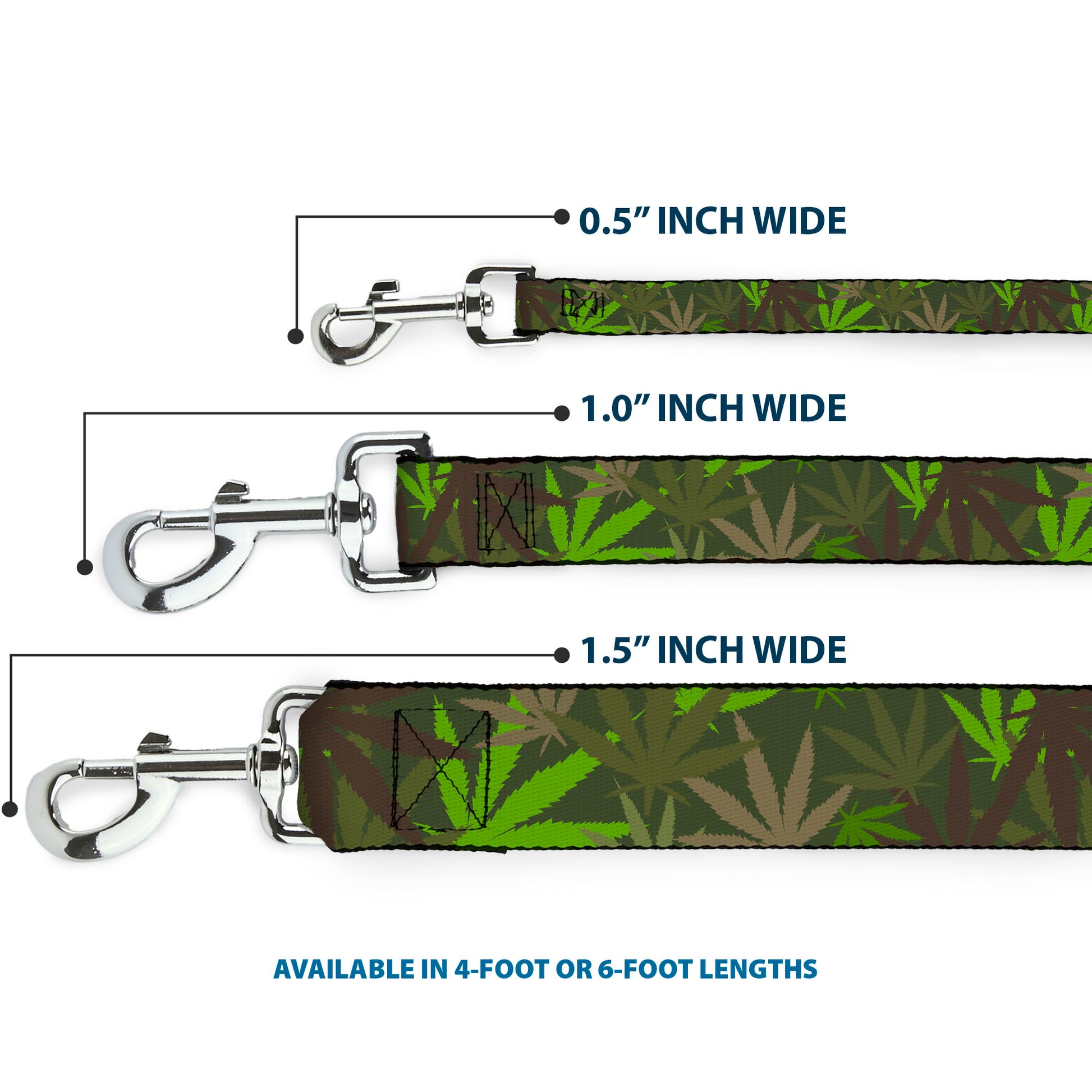 Buckle-Down Dog Leash - Marijuana Leaves Stacked Browns/Greens Dog Leashes Buckle-Down