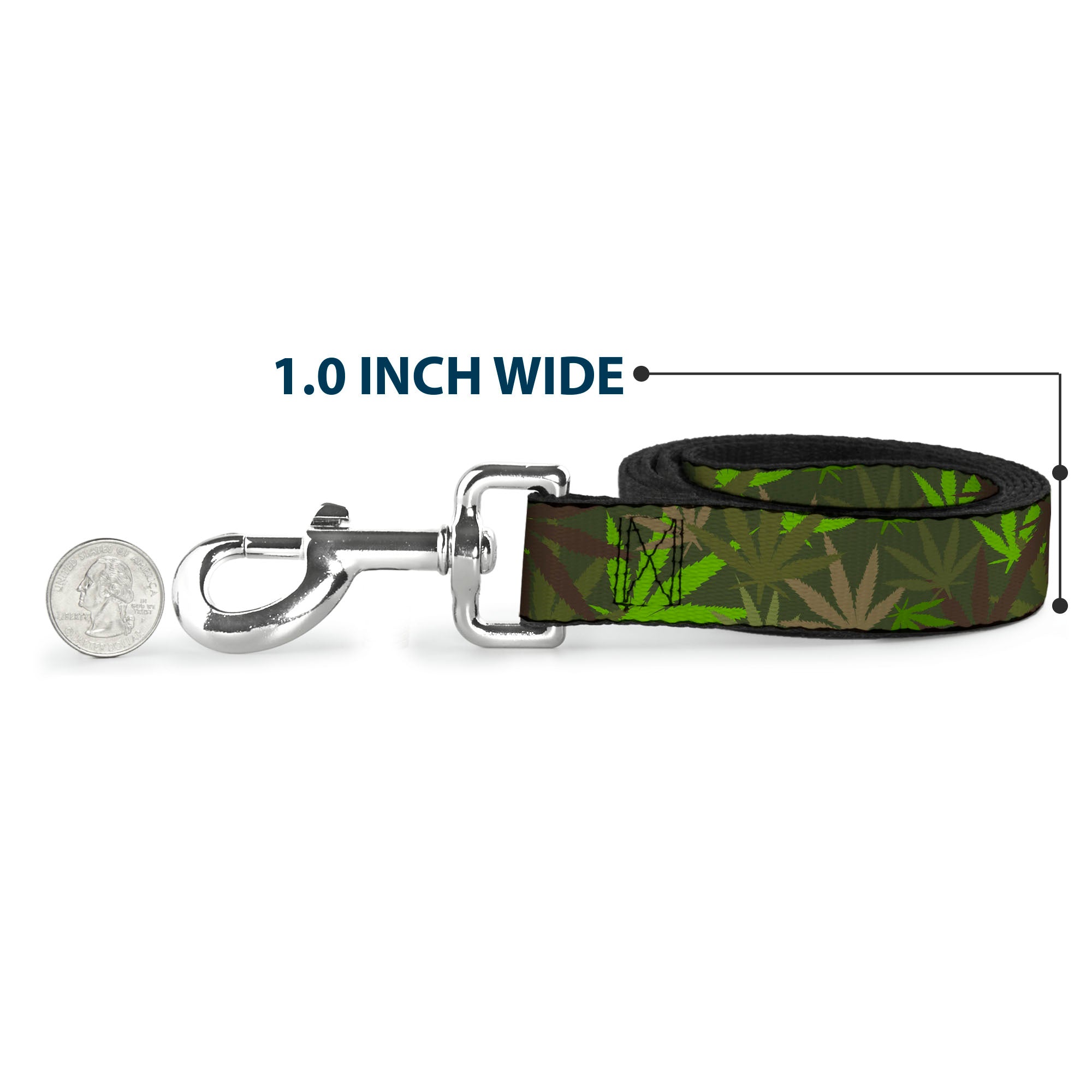 Buckle-Down Dog Leash - Marijuana Leaves Stacked Browns/Greens Dog Leashes Buckle-Down
