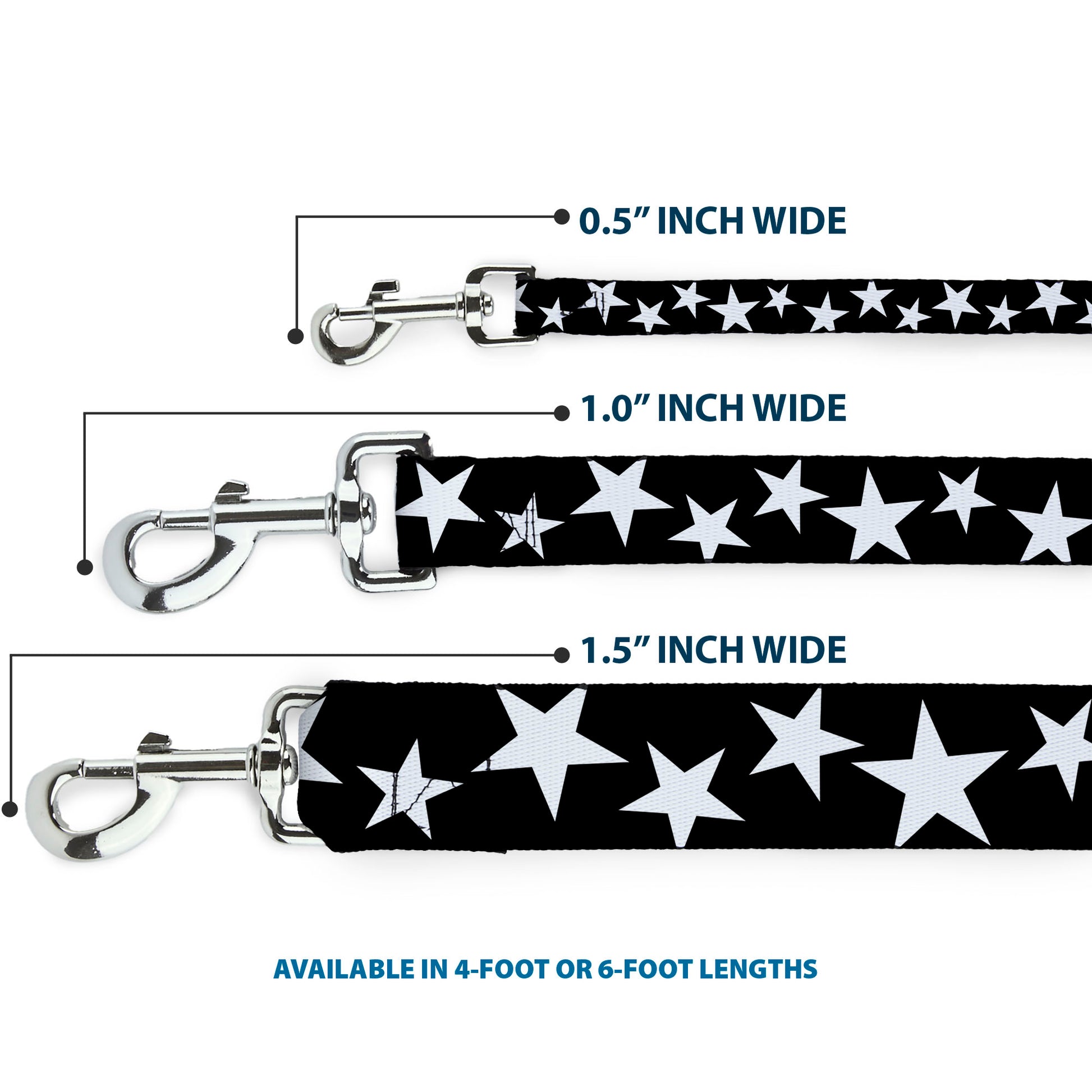 Dog Leash - Multi Stars Black/White/Black/White Outline Dog Leashes Buckle-Down