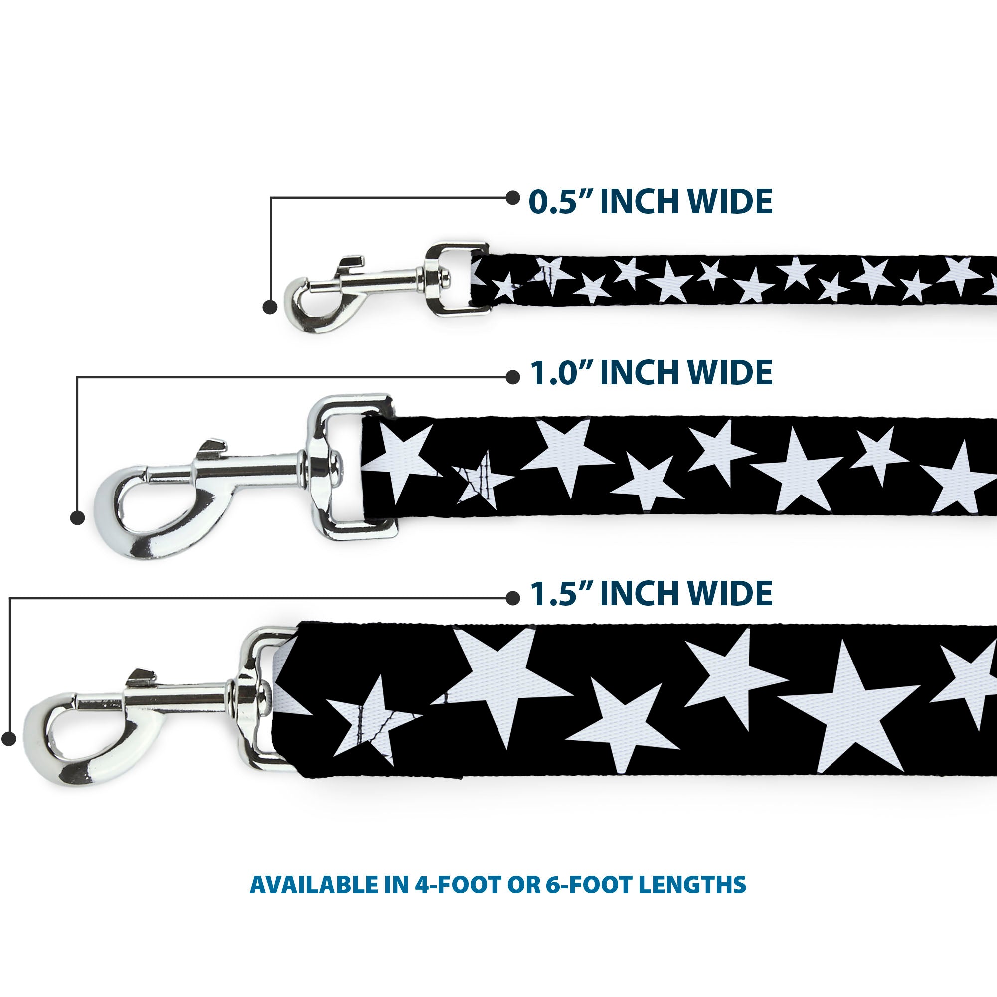 Dog Leash - Multi Stars Black/White/Black/White Outline Dog Leashes Buckle-Down