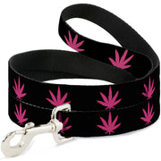 Buckle-Down Dog Leash - Marijuana Leaf Repeat Black/Pink Dog Leashes Buckle-Down