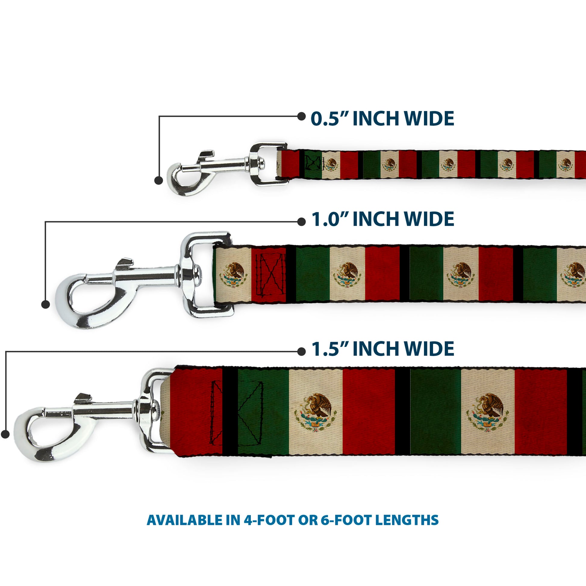 Dog Leash - Mexico Flag Distressed Dog Leashes Buckle-Down