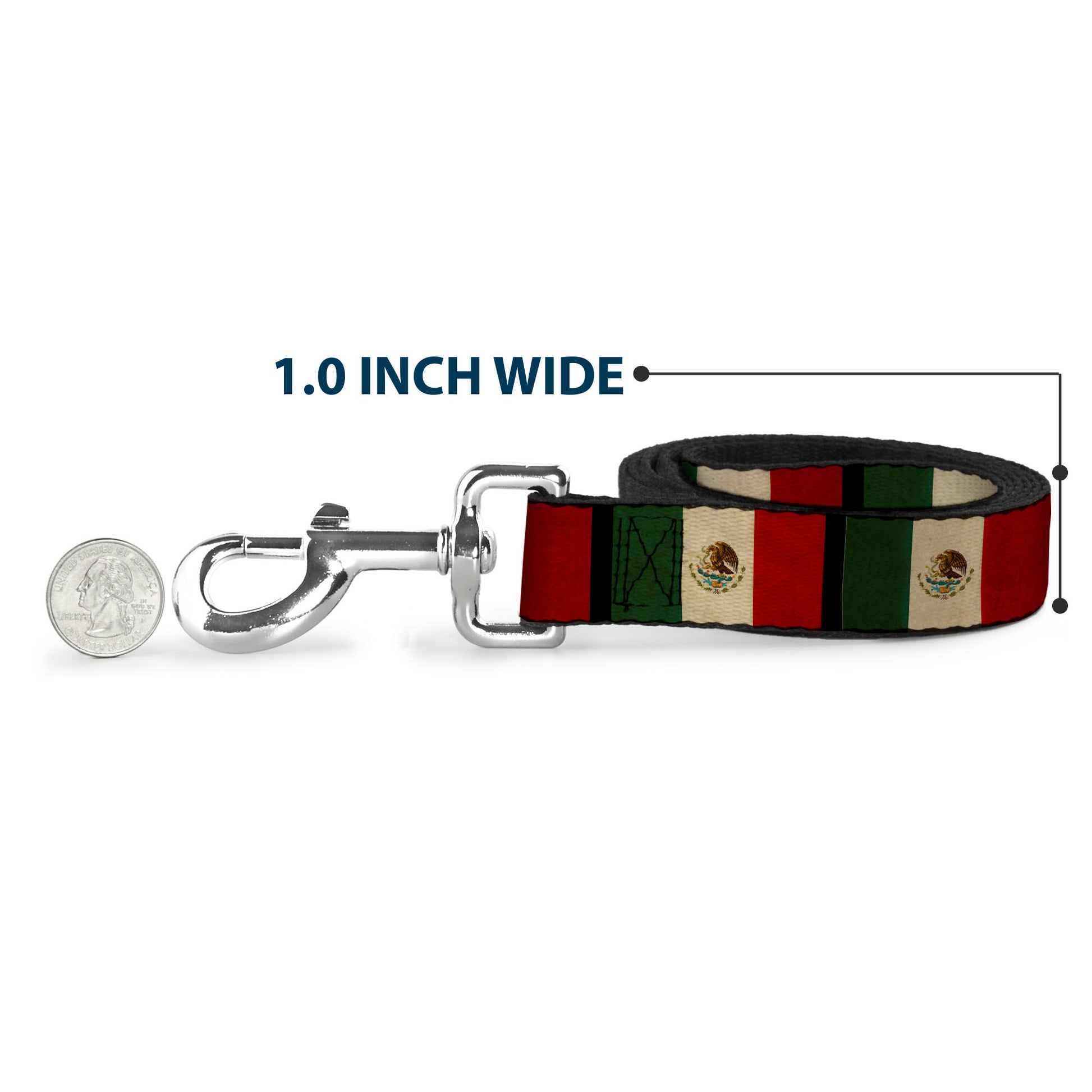 Dog Leash - Mexico Flag Distressed Dog Leashes Buckle-Down