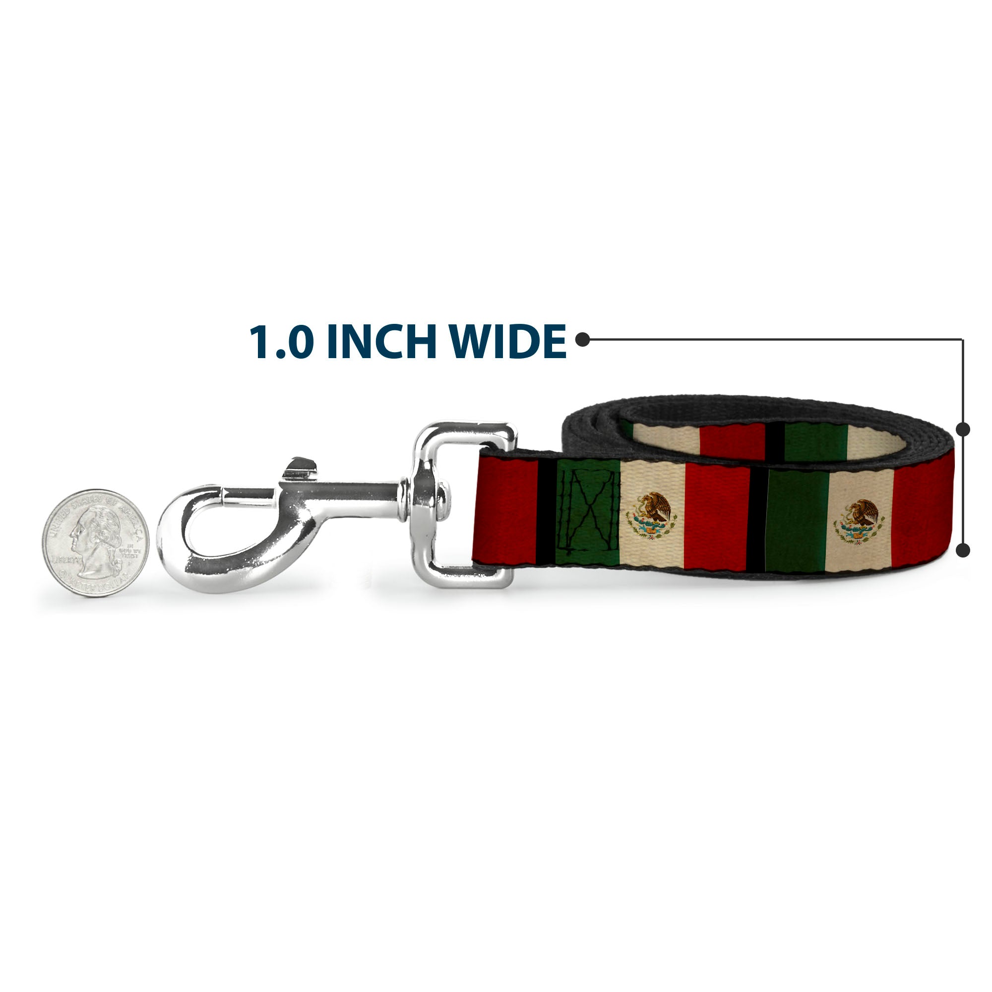 Dog Leash - Mexico Flag Distressed Dog Leashes Buckle-Down