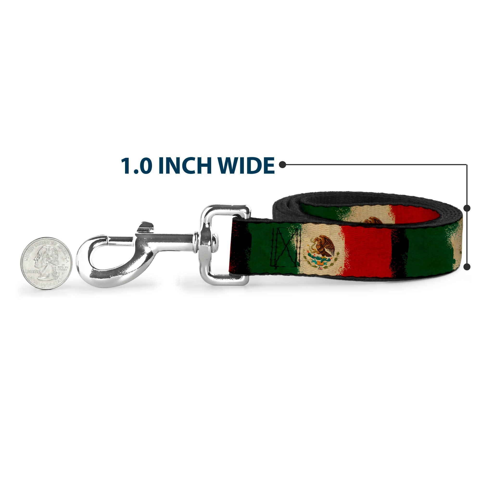 Dog Leash - Mexico Flag Distressed Painting Dog Leashes Buckle-Down