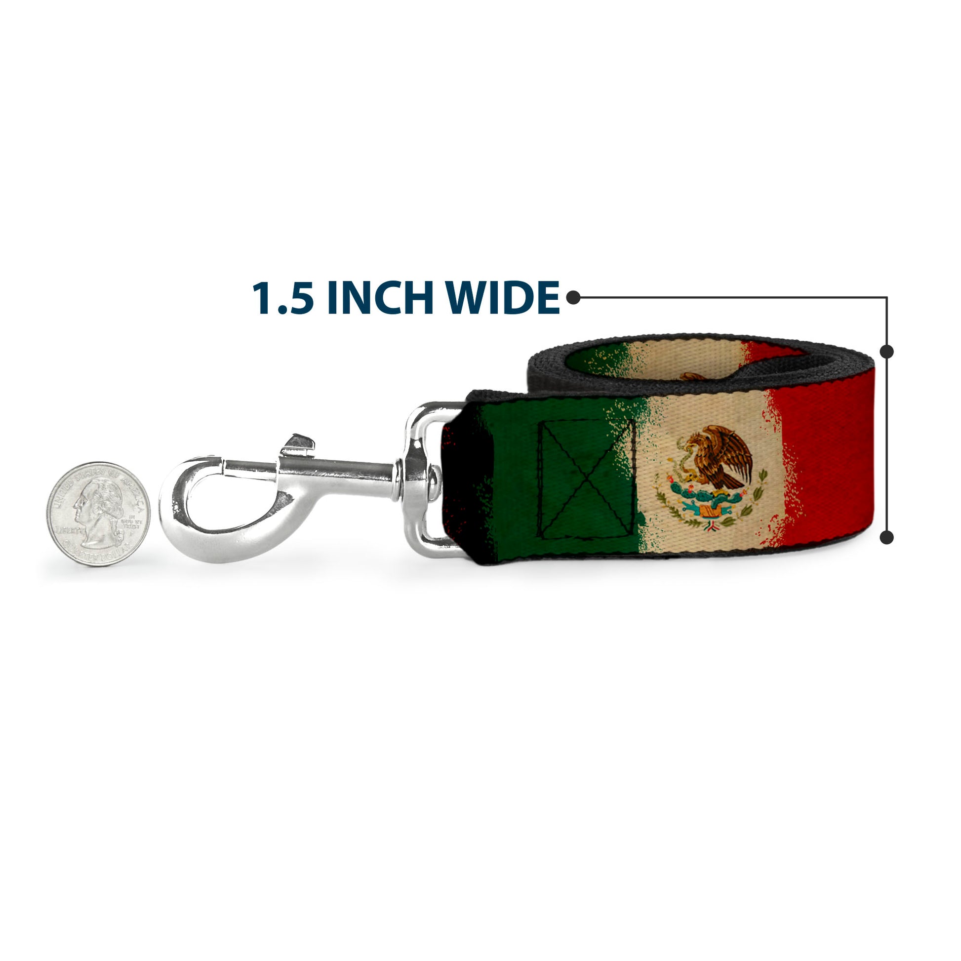 Dog Leash - Mexico Flag Distressed Painting Dog Leashes Buckle-Down